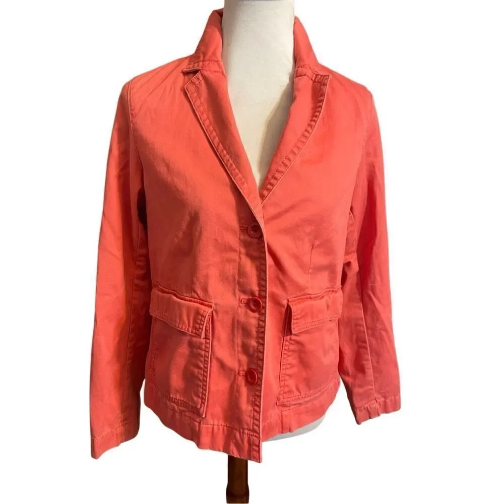 Eddie Bauer Legend Wash Coral Button Down Long Sleeve Utility Style Jacket Size